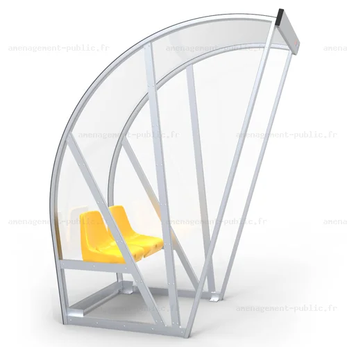 Abri de touche 2 places en aluminium et polycarbonate